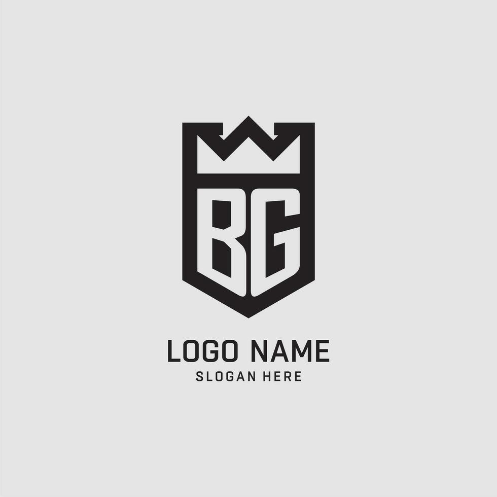första bg logotyp skydda form, kreativ esport logotyp design vektor