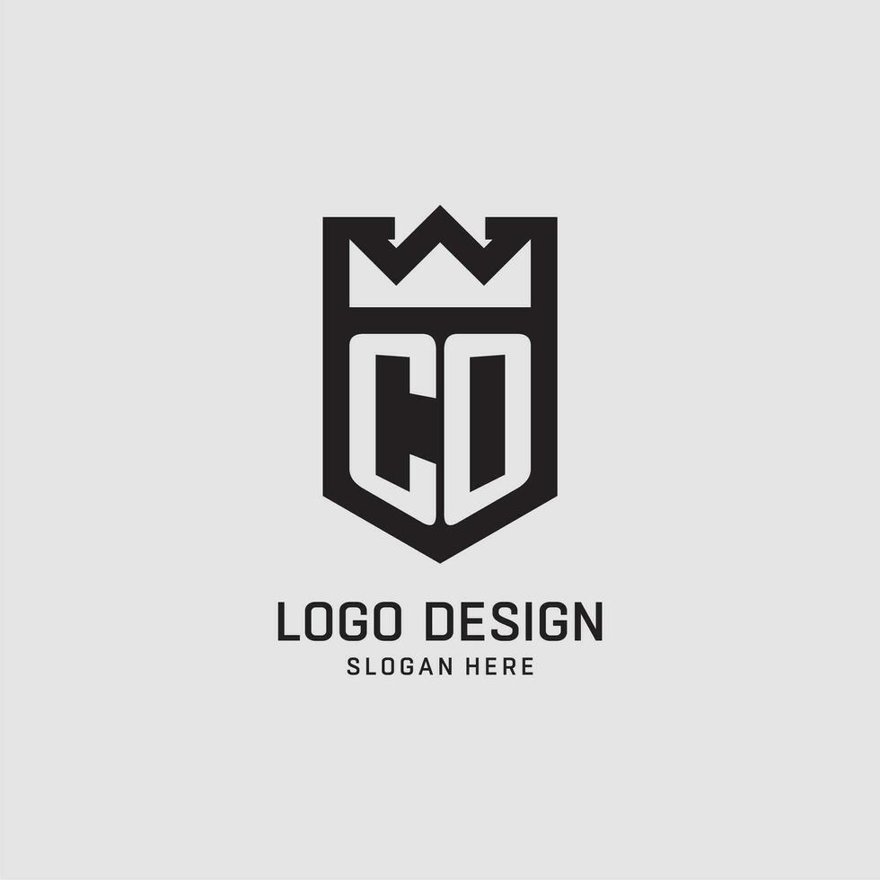 första co logotyp skydda form, kreativ esport logotyp design vektor