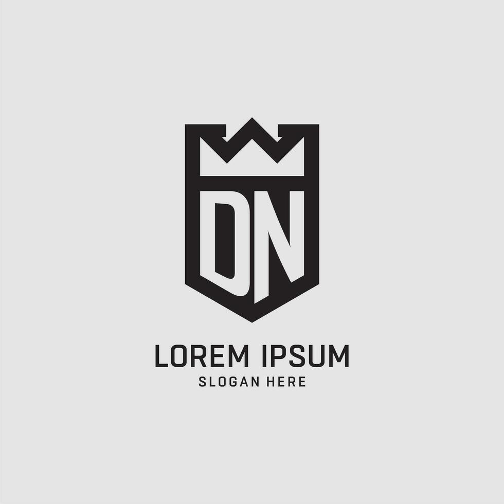 första dn logotyp skydda form, kreativ esport logotyp design vektor