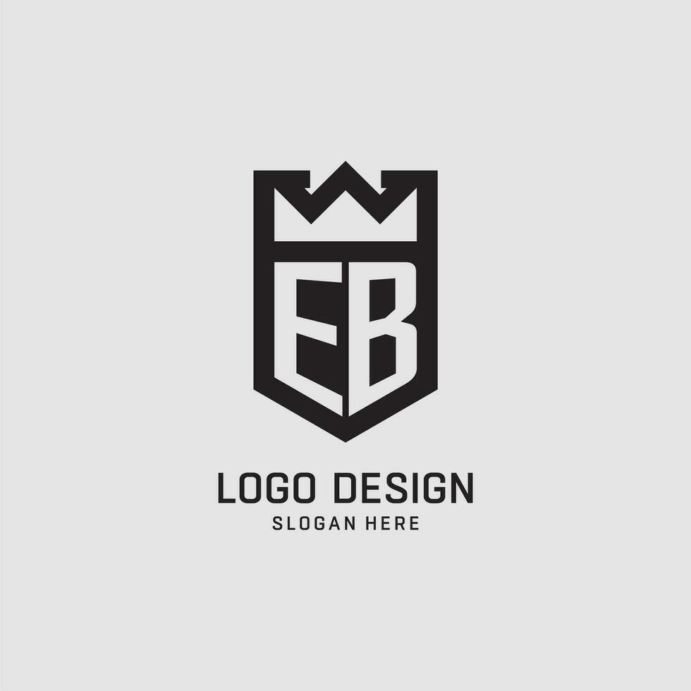 första eb logotyp skydda form, kreativ esport logotyp design vektor