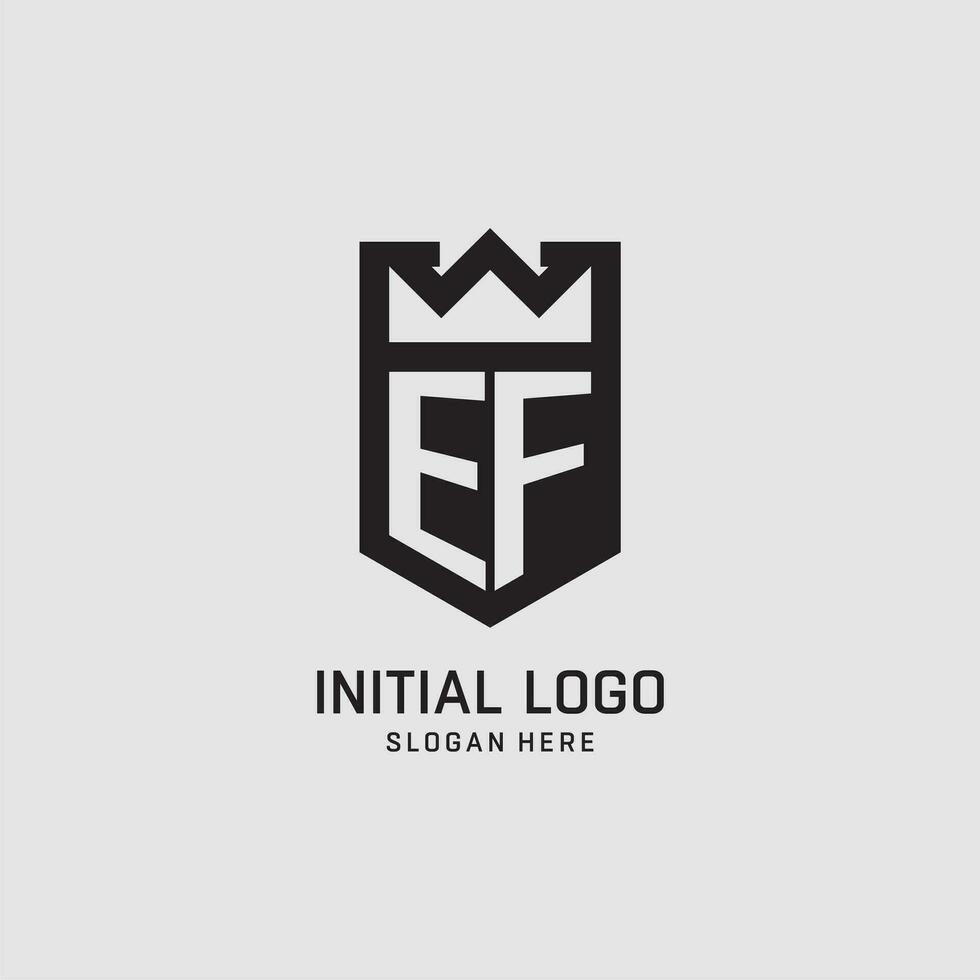första ef logotyp skydda form, kreativ esport logotyp design vektor