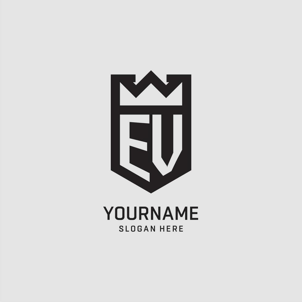 första ev logotyp skydda form, kreativ esport logotyp design vektor