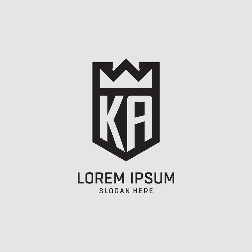 första ka logotyp skydda form, kreativ esport logotyp design vektor