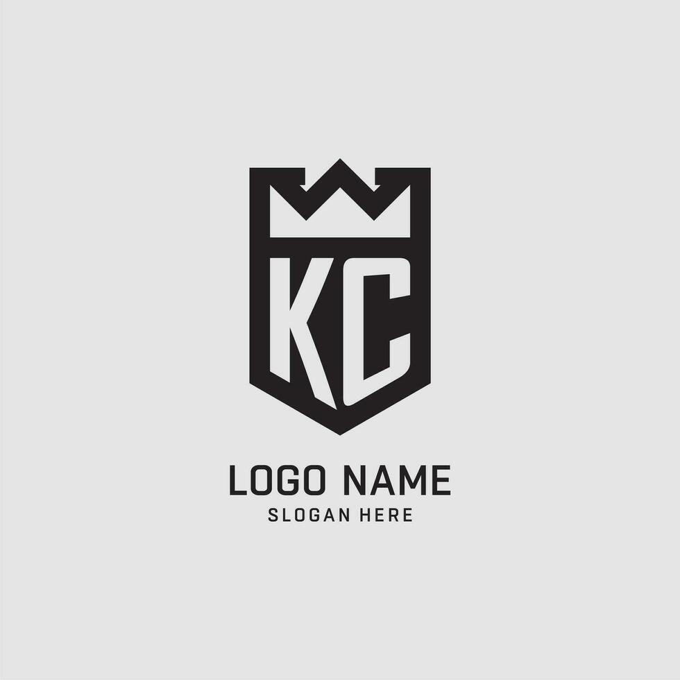 första kc logotyp skydda form, kreativ esport logotyp design vektor