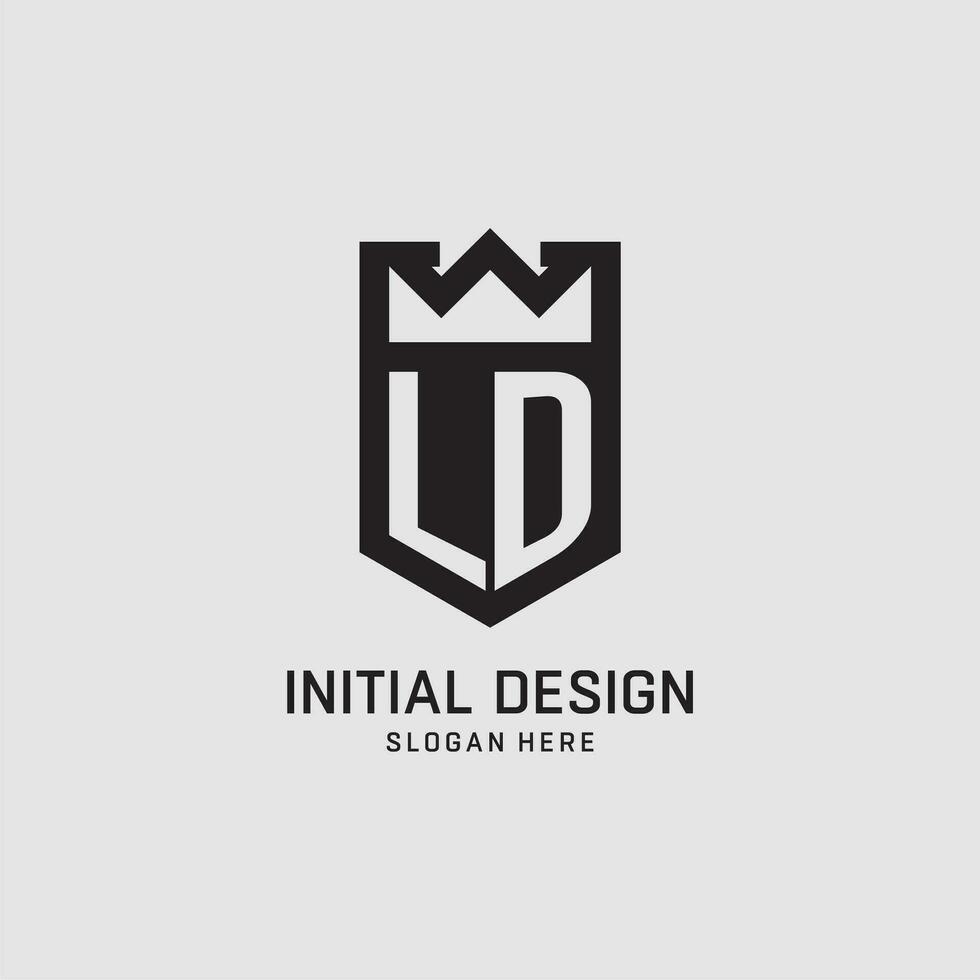 första ld logotyp skydda form, kreativ esport logotyp design vektor