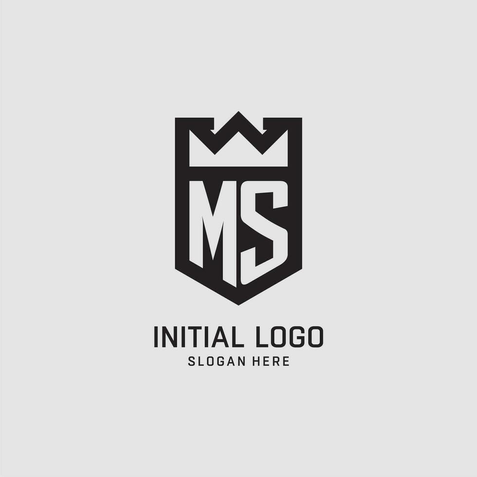första Fröken logotyp skydda form, kreativ esport logotyp design vektor