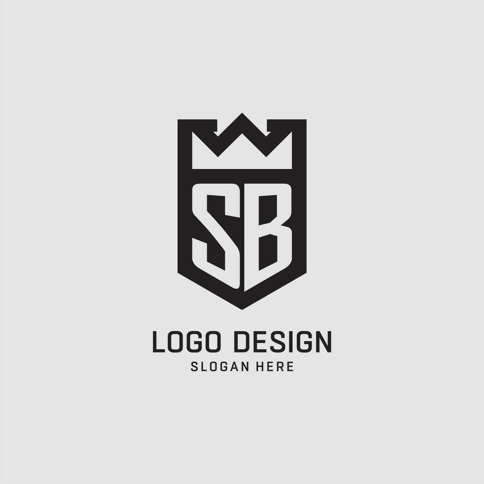 första sb logotyp skydda form, kreativ esport logotyp design vektor