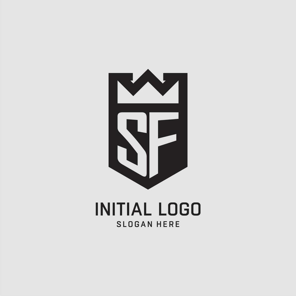 första sf logotyp skydda form, kreativ esport logotyp design vektor