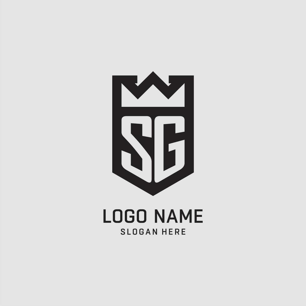 första sg logotyp skydda form, kreativ esport logotyp design vektor