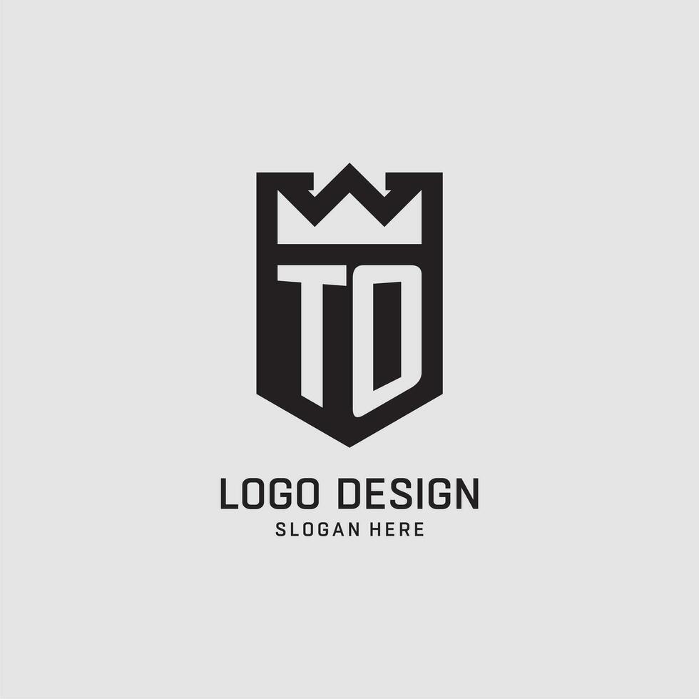 första till logotyp skydda form, kreativ esport logotyp design vektor