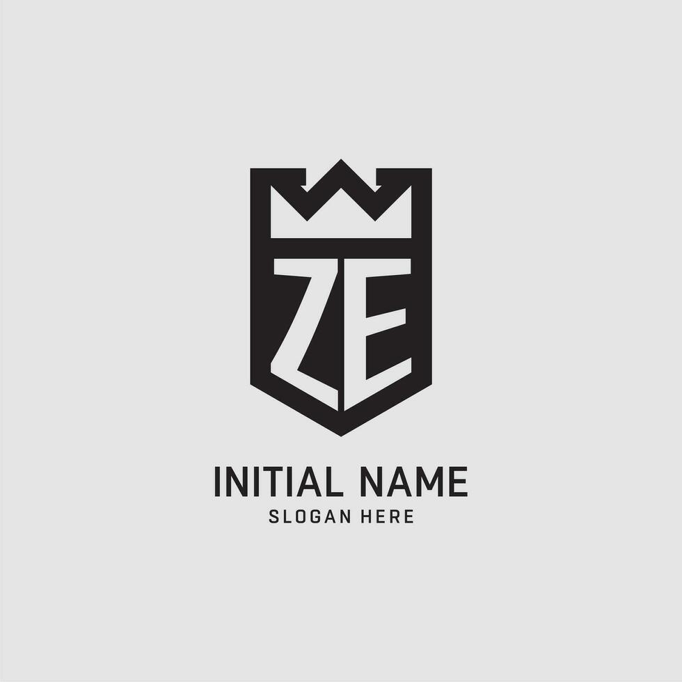 första ze logotyp skydda form, kreativ esport logotyp design vektor