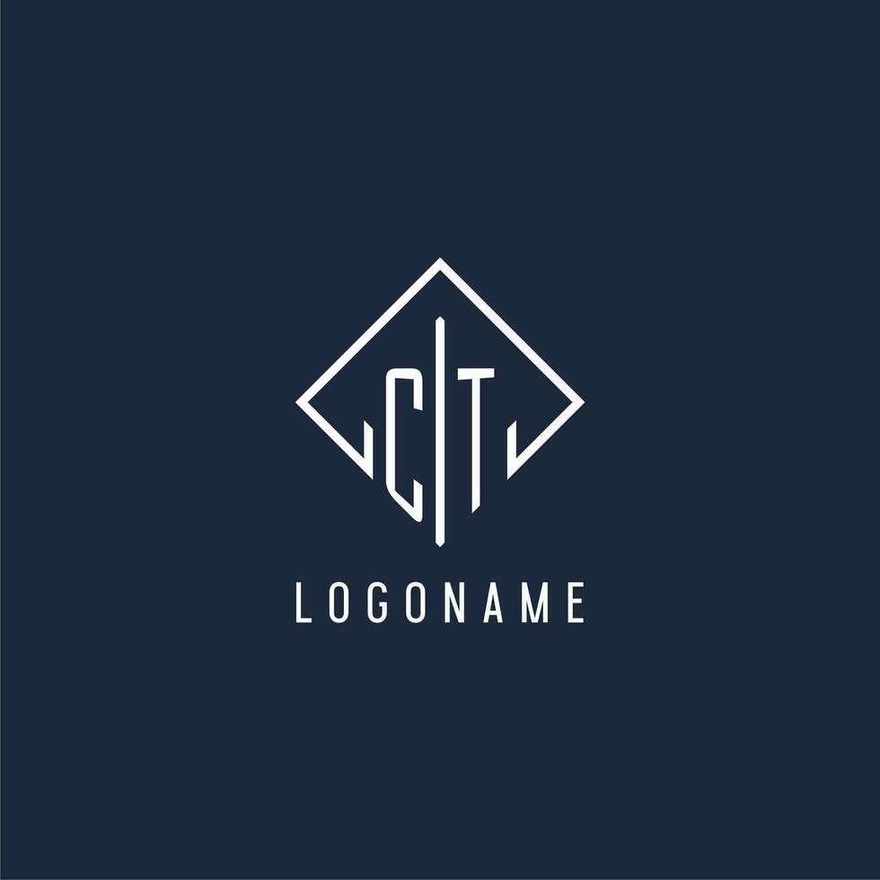ct Initiale Logo mit Luxus Rechteck Stil Design vektor