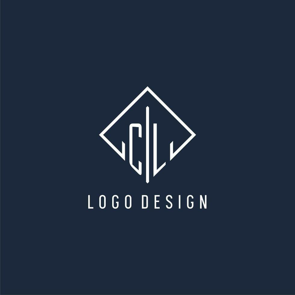 cl första logotyp med lyx rektangel stil design vektor