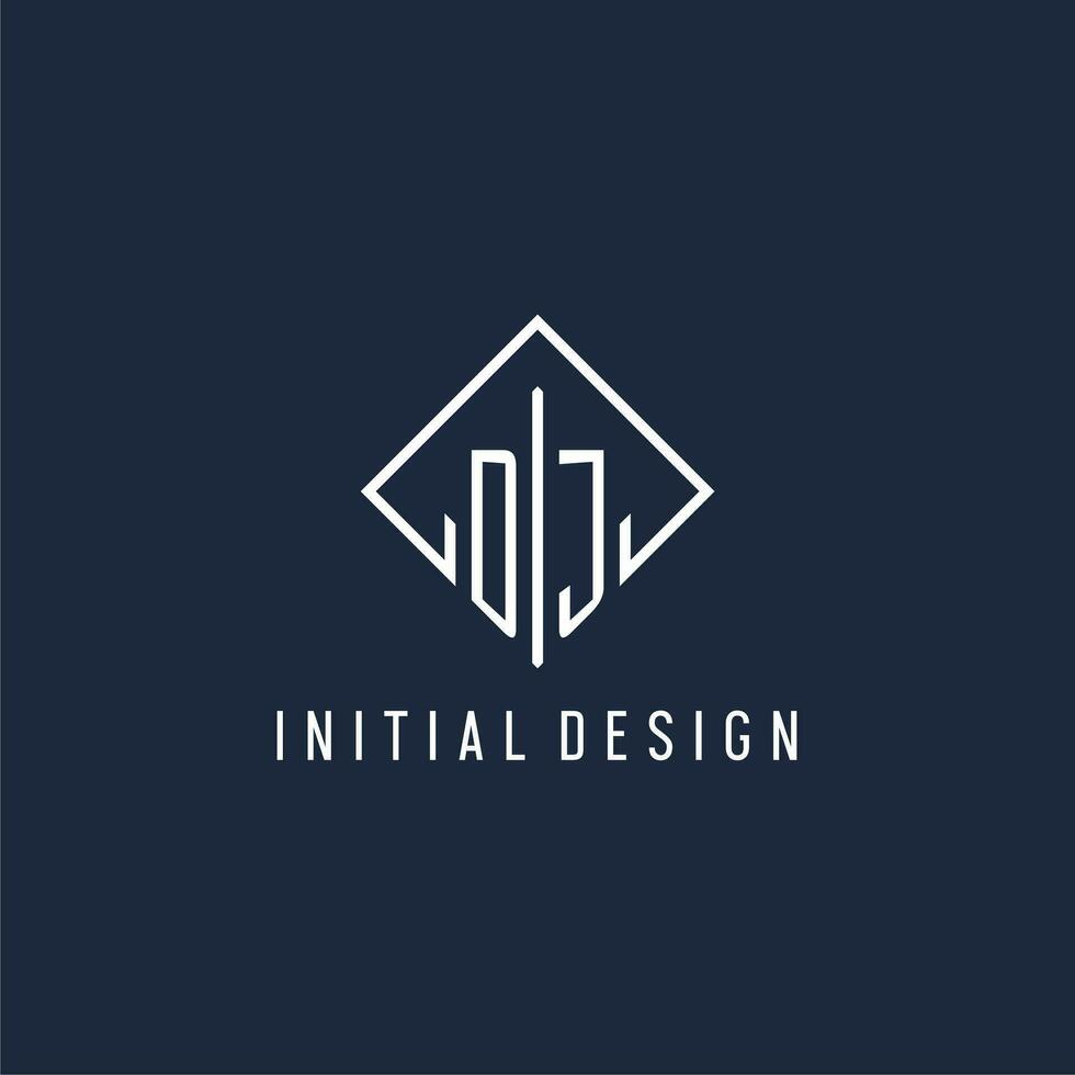 dj Initiale Logo mit Luxus Rechteck Stil Design vektor