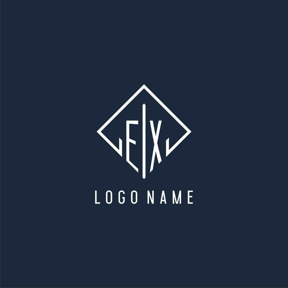 Ex Initiale Logo mit Luxus Rechteck Stil Design vektor