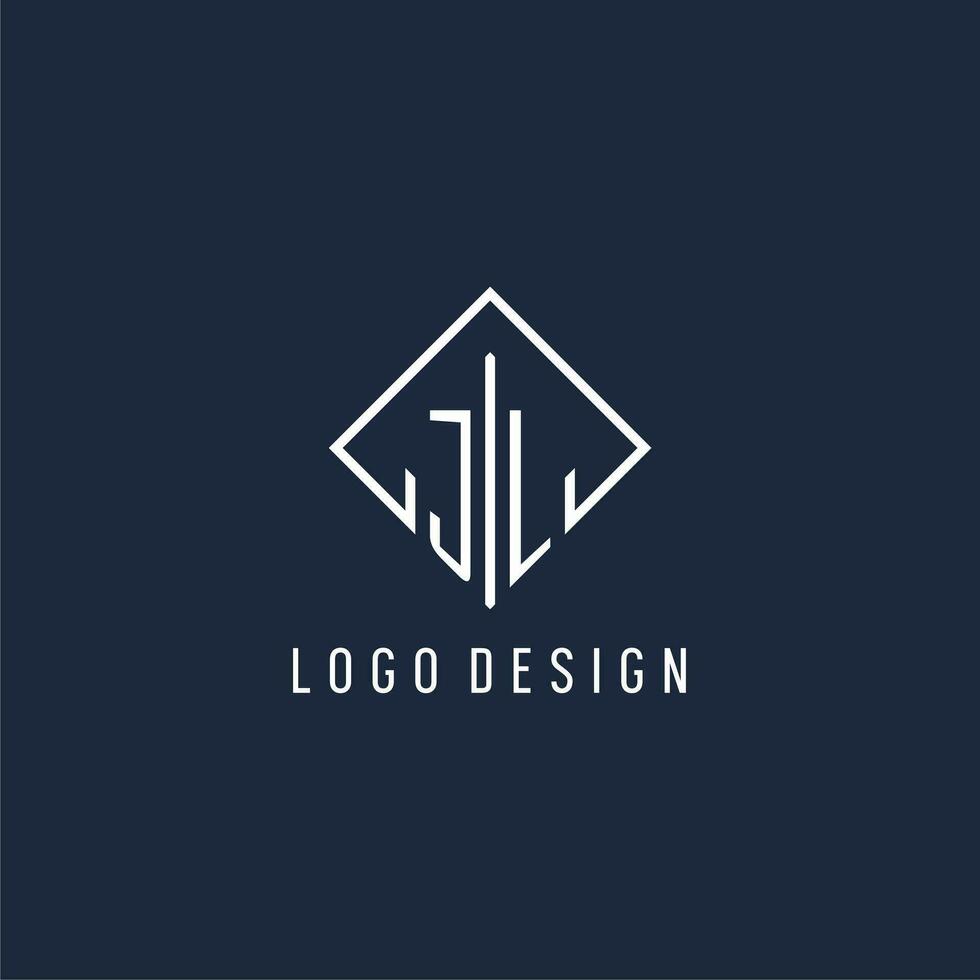 jl första logotyp med lyx rektangel stil design vektor