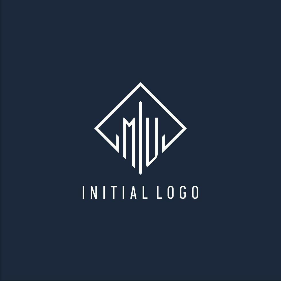 mu Initiale Logo mit Luxus Rechteck Stil Design vektor