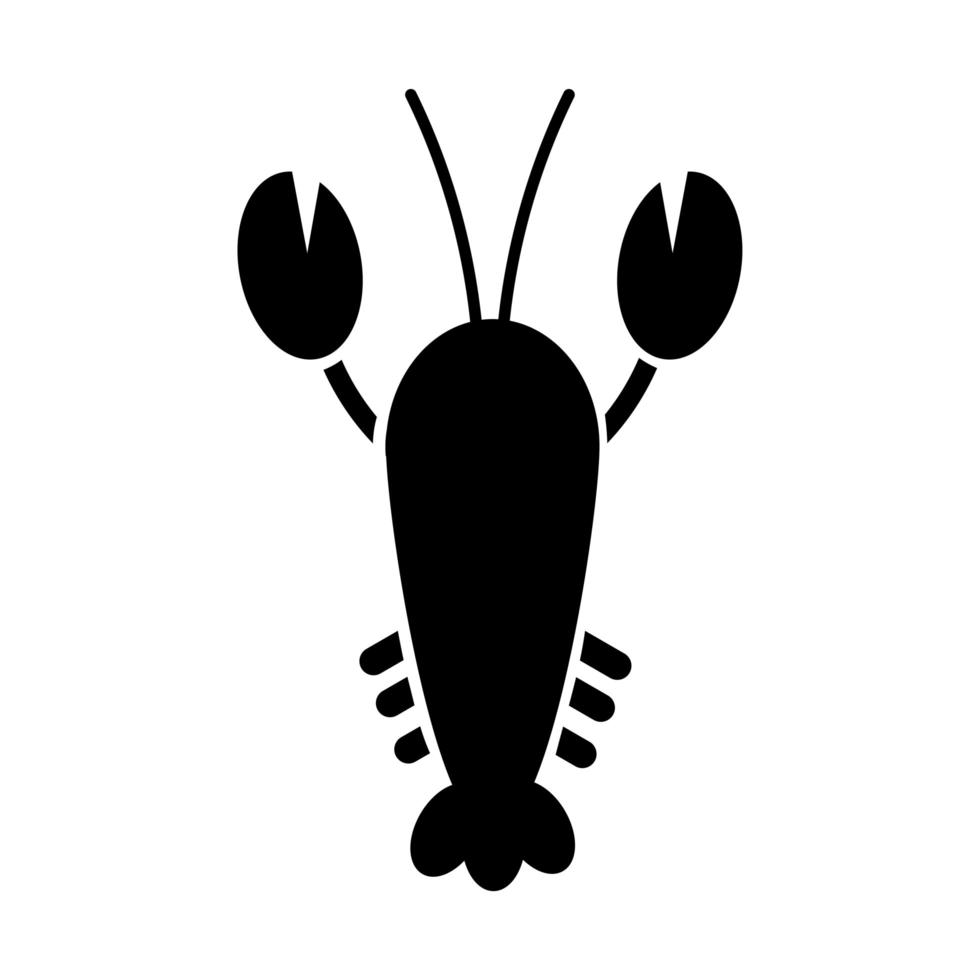 Hummer-Meeresfrüchte-Silhouette-Stil-Symbol vektor