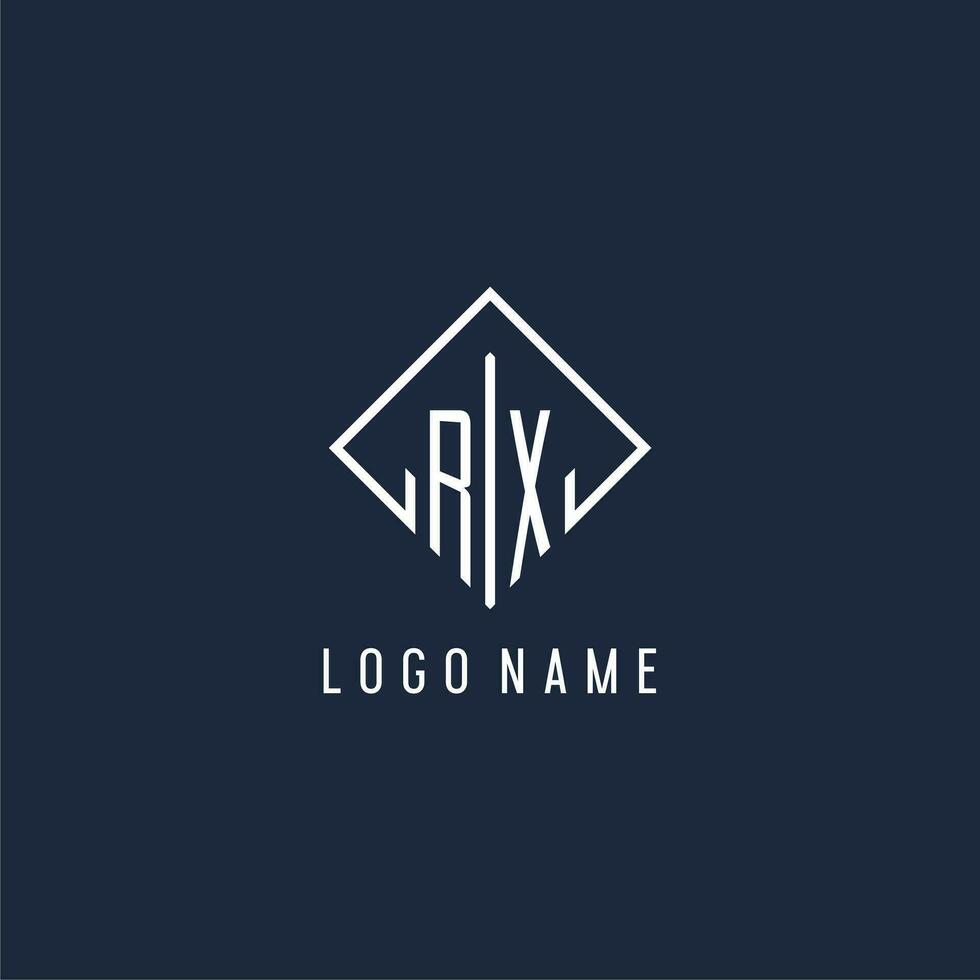 rx första logotyp med lyx rektangel stil design vektor