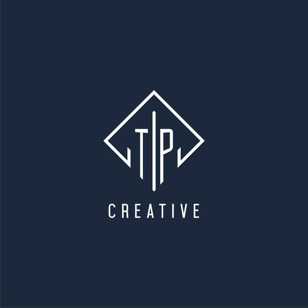 tp Initiale Logo mit Luxus Rechteck Stil Design vektor