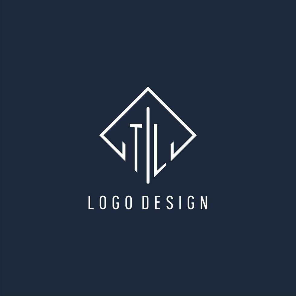 tl första logotyp med lyx rektangel stil design vektor