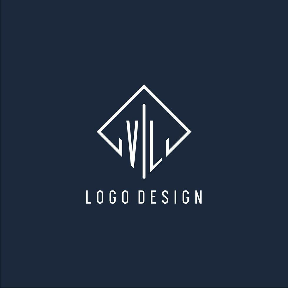 vl första logotyp med lyx rektangel stil design vektor