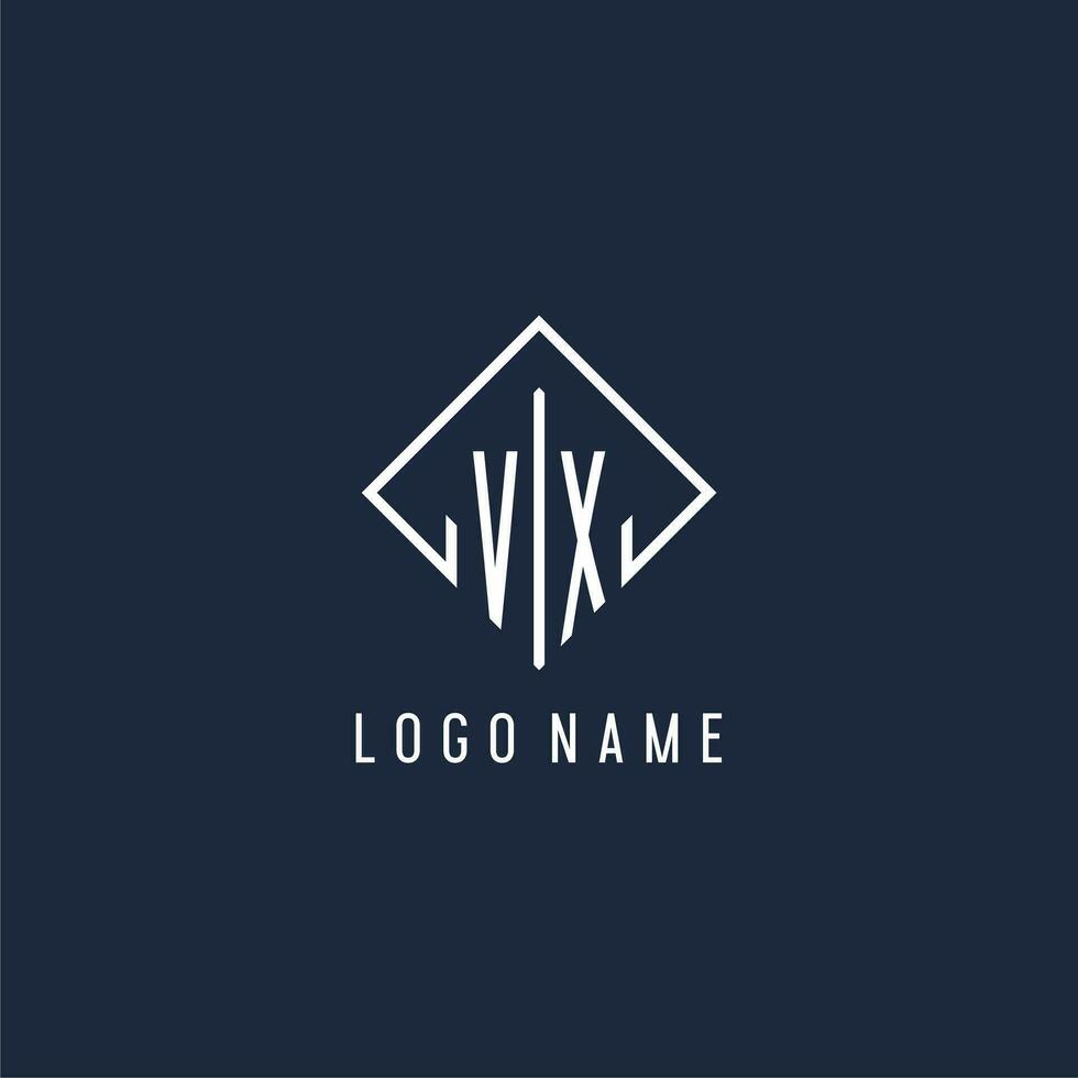 vx Initiale Logo mit Luxus Rechteck Stil Design vektor