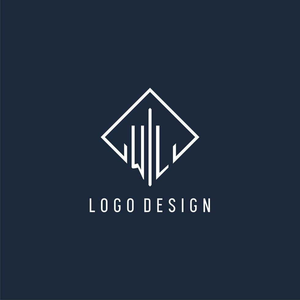 wl Initiale Logo mit Luxus Rechteck Stil Design vektor