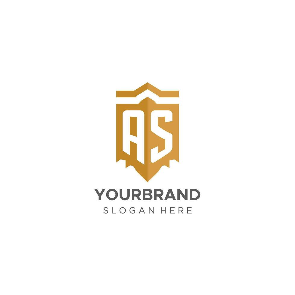 Monogramm wie Logo mit Schild geometrisch Form, elegant Luxus Initiale Logo Design vektor