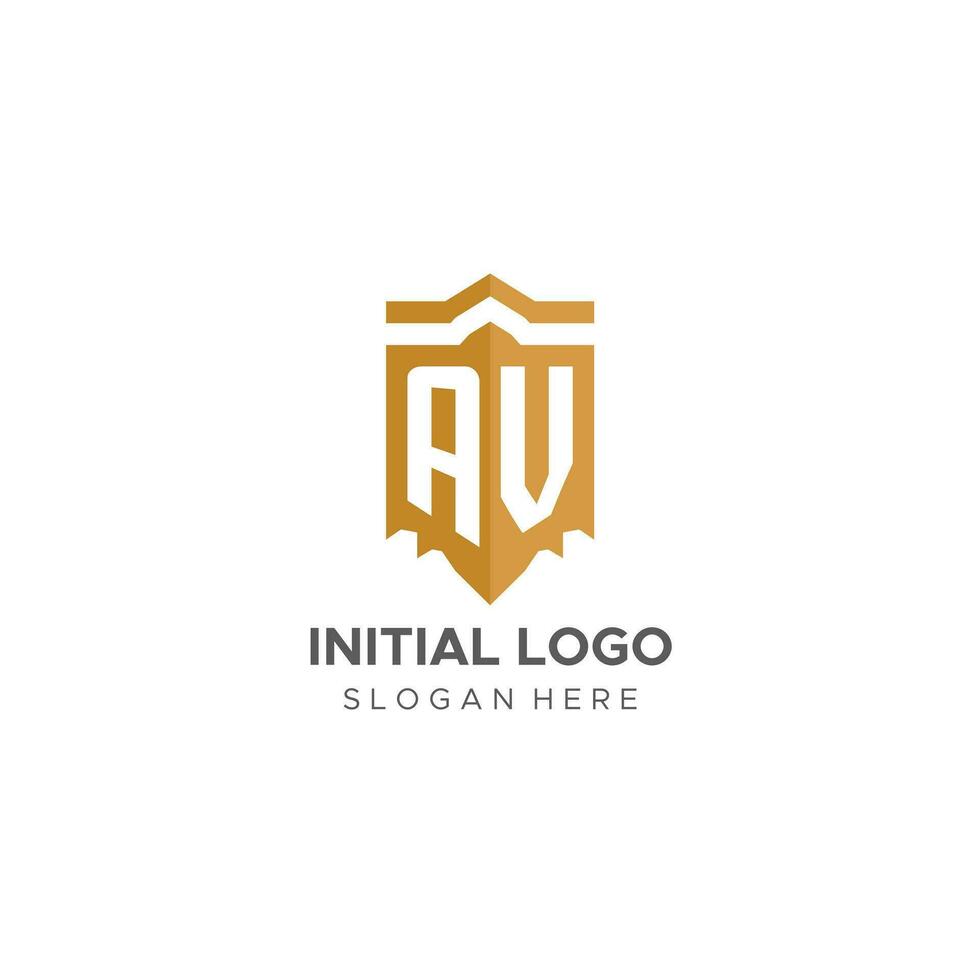 monogram AV logotyp med skydda geometrisk form, elegant lyx första logotyp design vektor