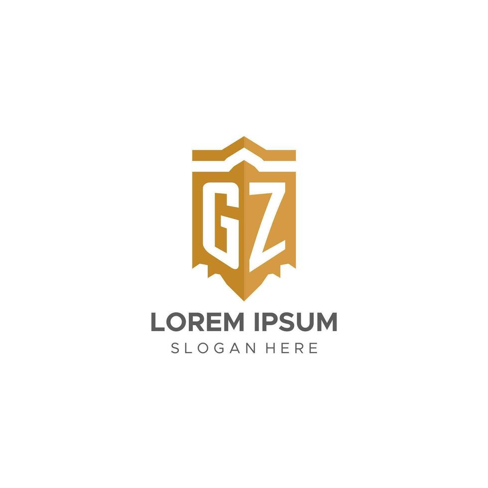 Monogramm gz Logo mit Schild geometrisch Form, elegant Luxus Initiale Logo Design vektor