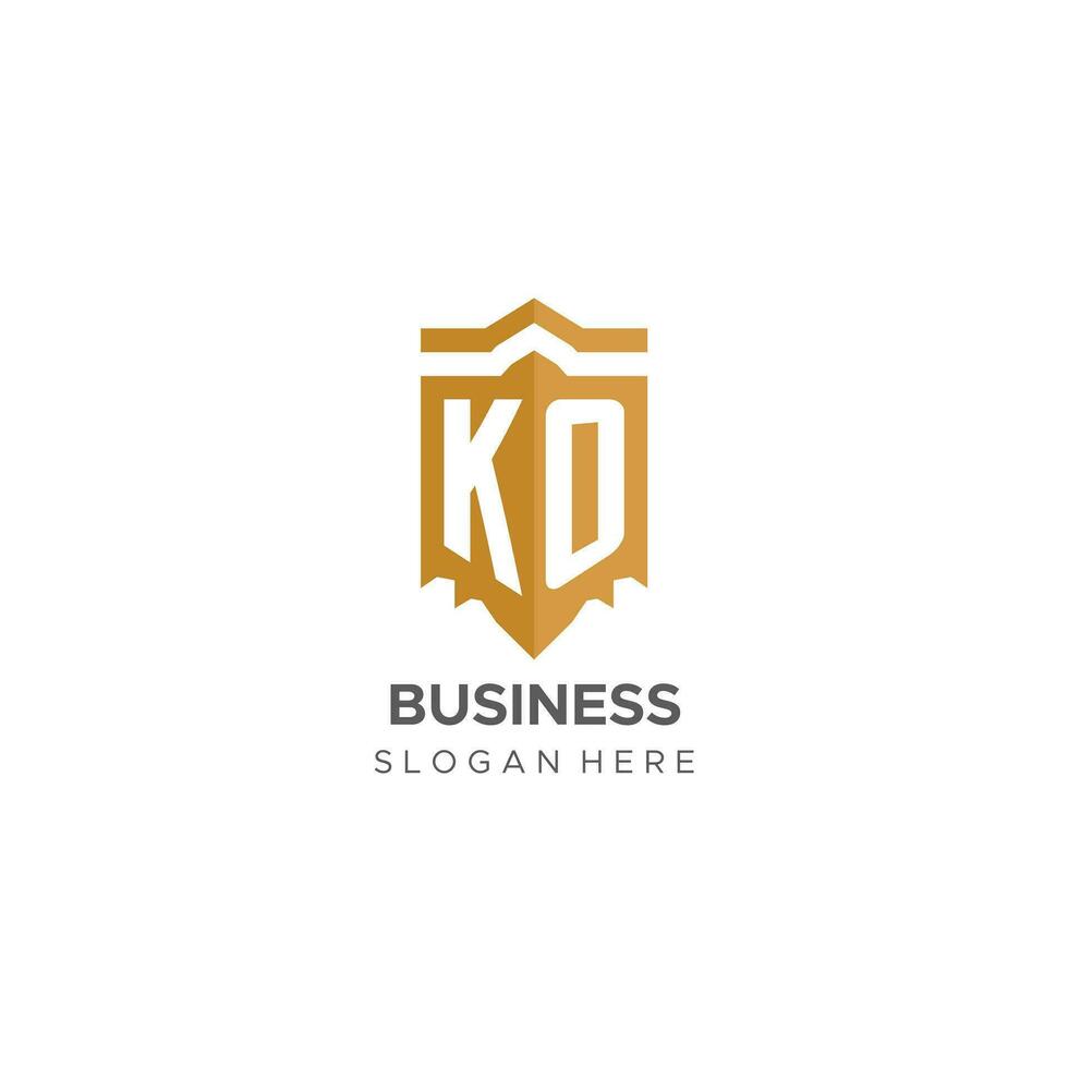 Monogramm ko Logo mit Schild geometrisch Form, elegant Luxus Initiale Logo Design vektor