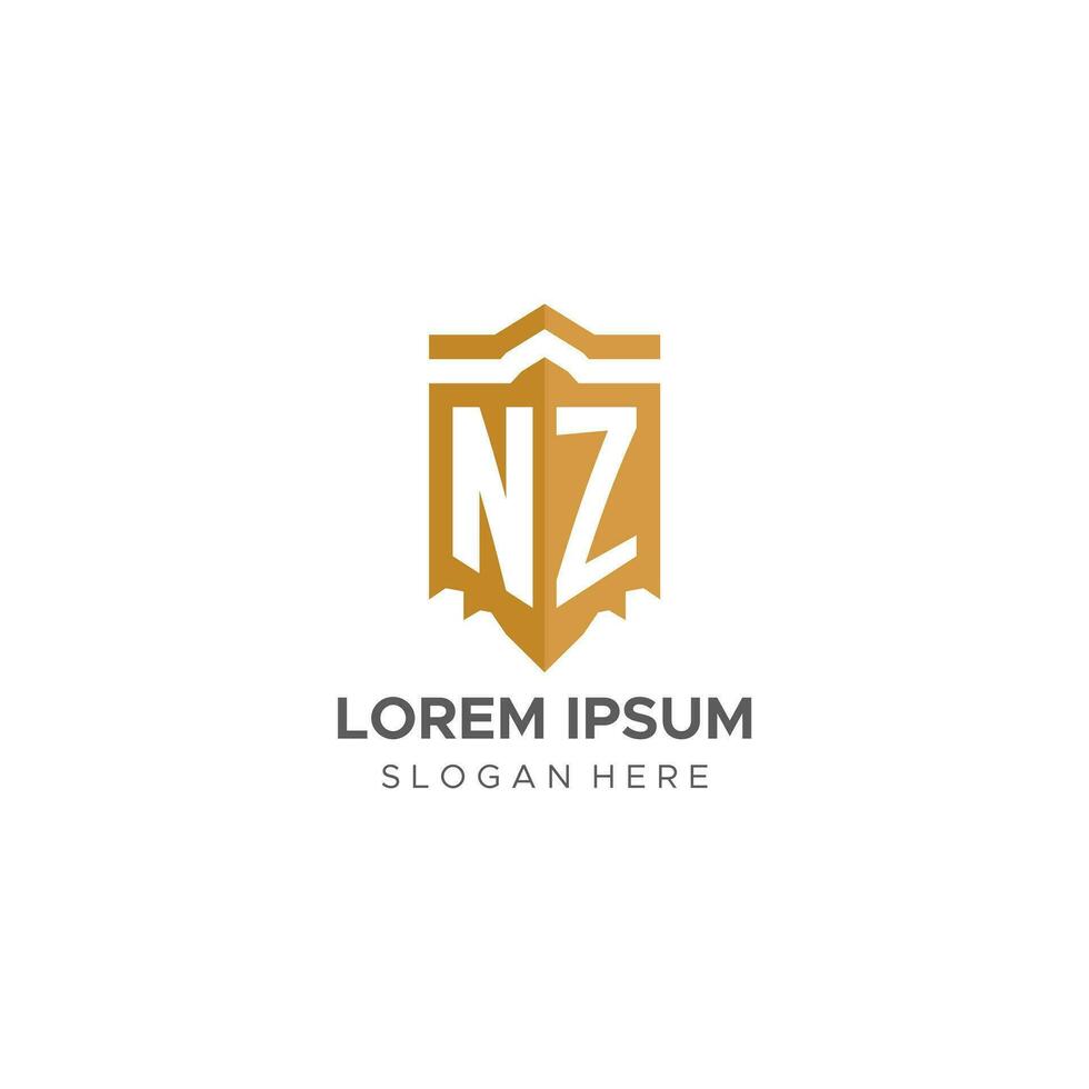 Monogramm nz Logo mit Schild geometrisch Form, elegant Luxus Initiale Logo Design vektor