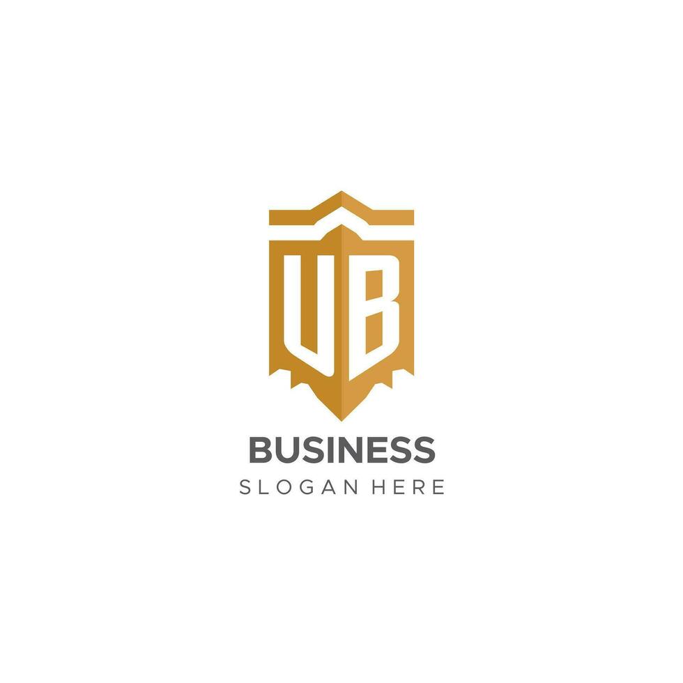 Monogramm ub Logo mit Schild geometrisch Form, elegant Luxus Initiale Logo Design vektor