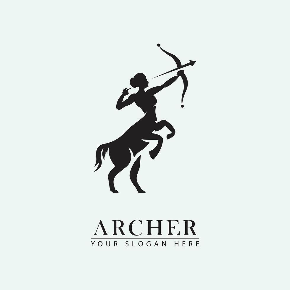 modern archer kvinna häst logotyp ikon. vektor