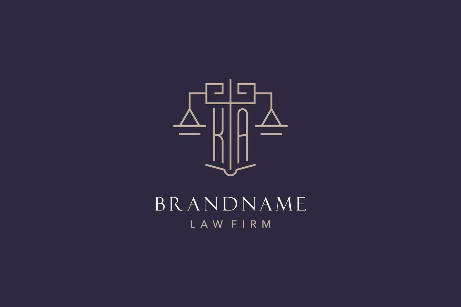 Initiale Brief ka Logo mit Rahmen von Gerechtigkeit Logo Design, Luxus legal Logo geometrisch Stil vektor