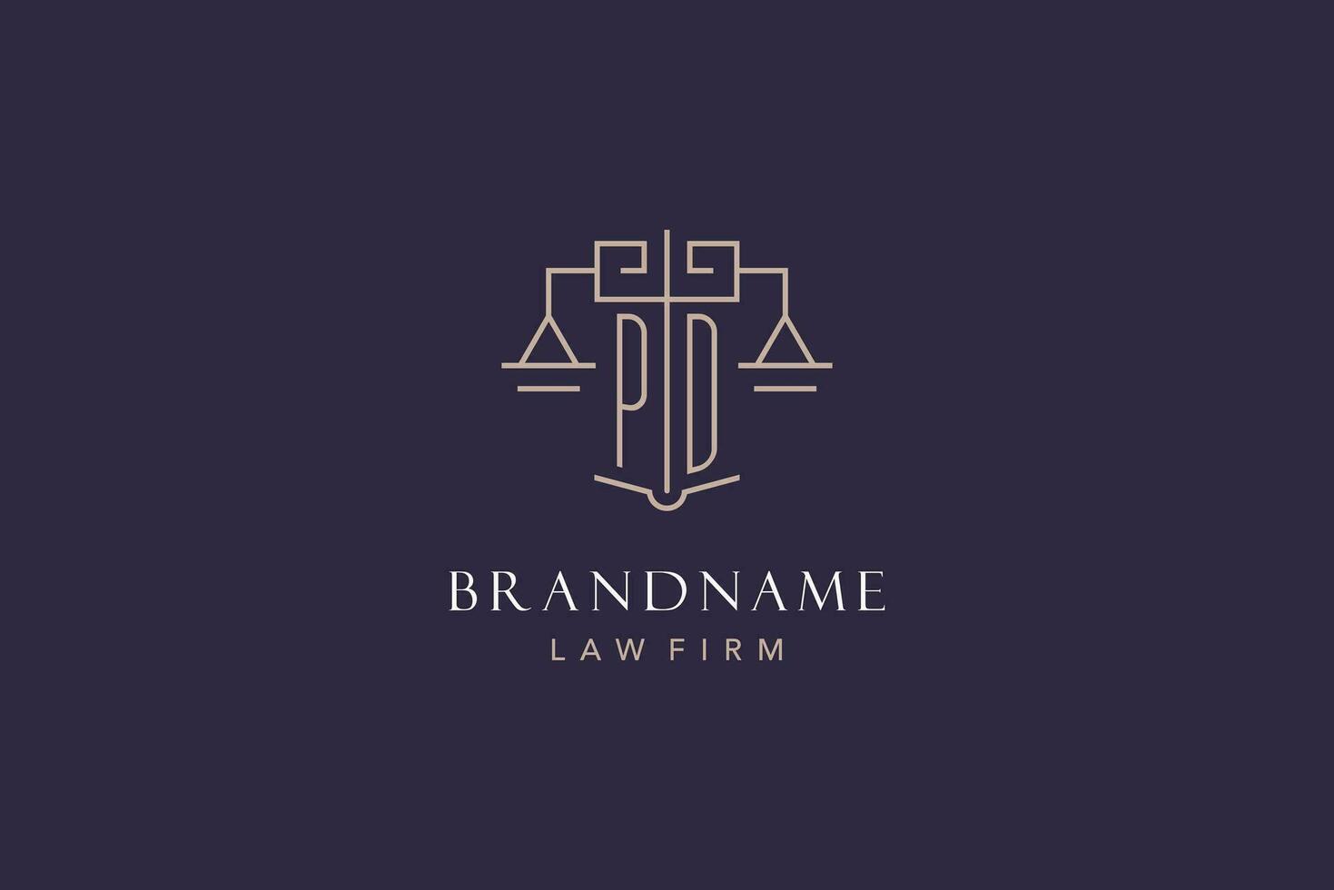 Initiale Brief pd Logo mit Rahmen von Gerechtigkeit Logo Design, Luxus legal Logo geometrisch Stil vektor