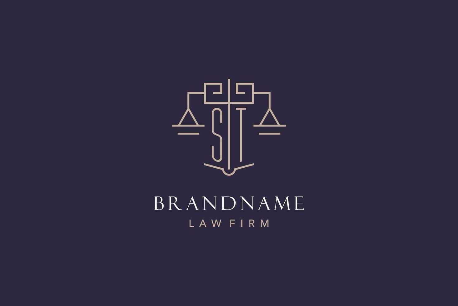 Initiale Brief st Logo mit Rahmen von Gerechtigkeit Logo Design, Luxus legal Logo geometrisch Stil vektor