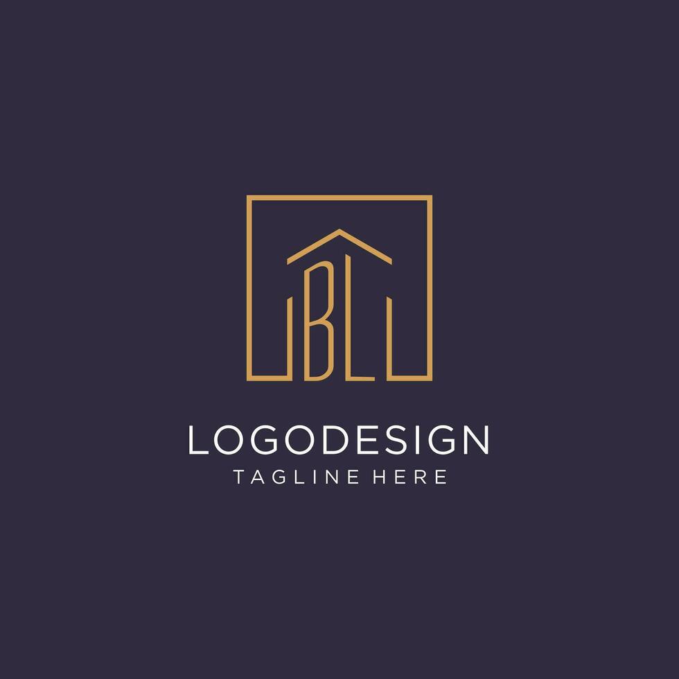 bl första fyrkant logotyp design, modern och lyx verklig egendom logotyp stil vektor