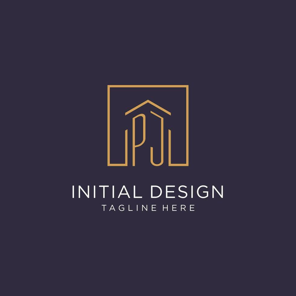 pj Initiale Platz Logo Design, modern und Luxus echt Nachlass Logo Stil vektor