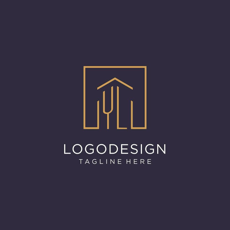 yl Initiale Platz Logo Design, modern und Luxus echt Nachlass Logo Stil vektor