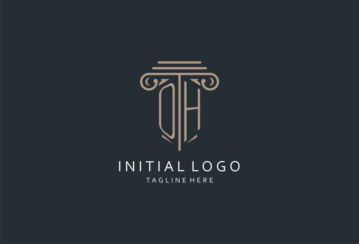 Oh Monogramm Logo mit Säule gestalten Symbol, Luxus und elegant Design Logo zum Gesetz Feste Initiale Stil Logo vektor