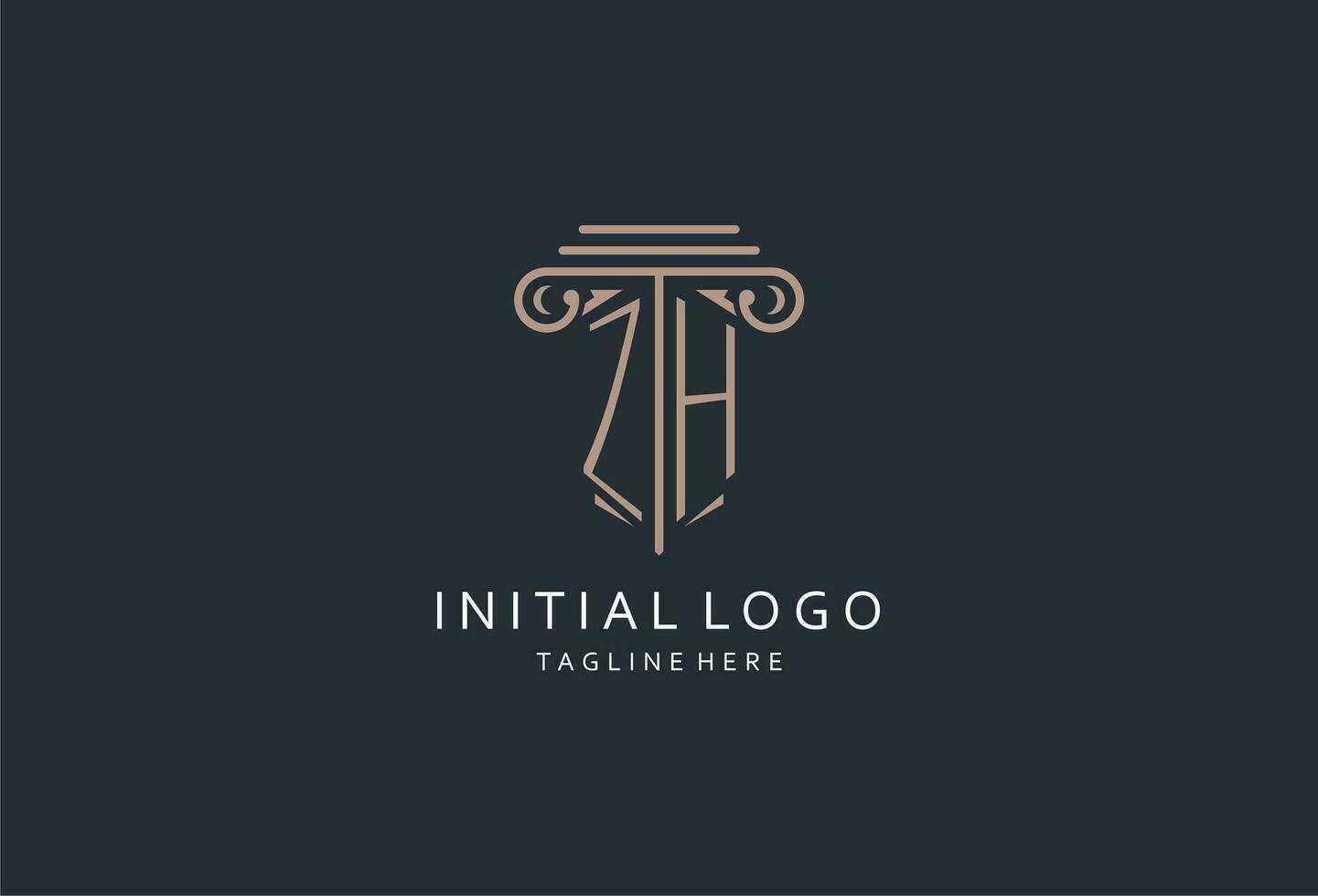 Z H monogram logotyp med pelare form ikon, lyx och elegant design logotyp för lag fast första stil logotyp vektor