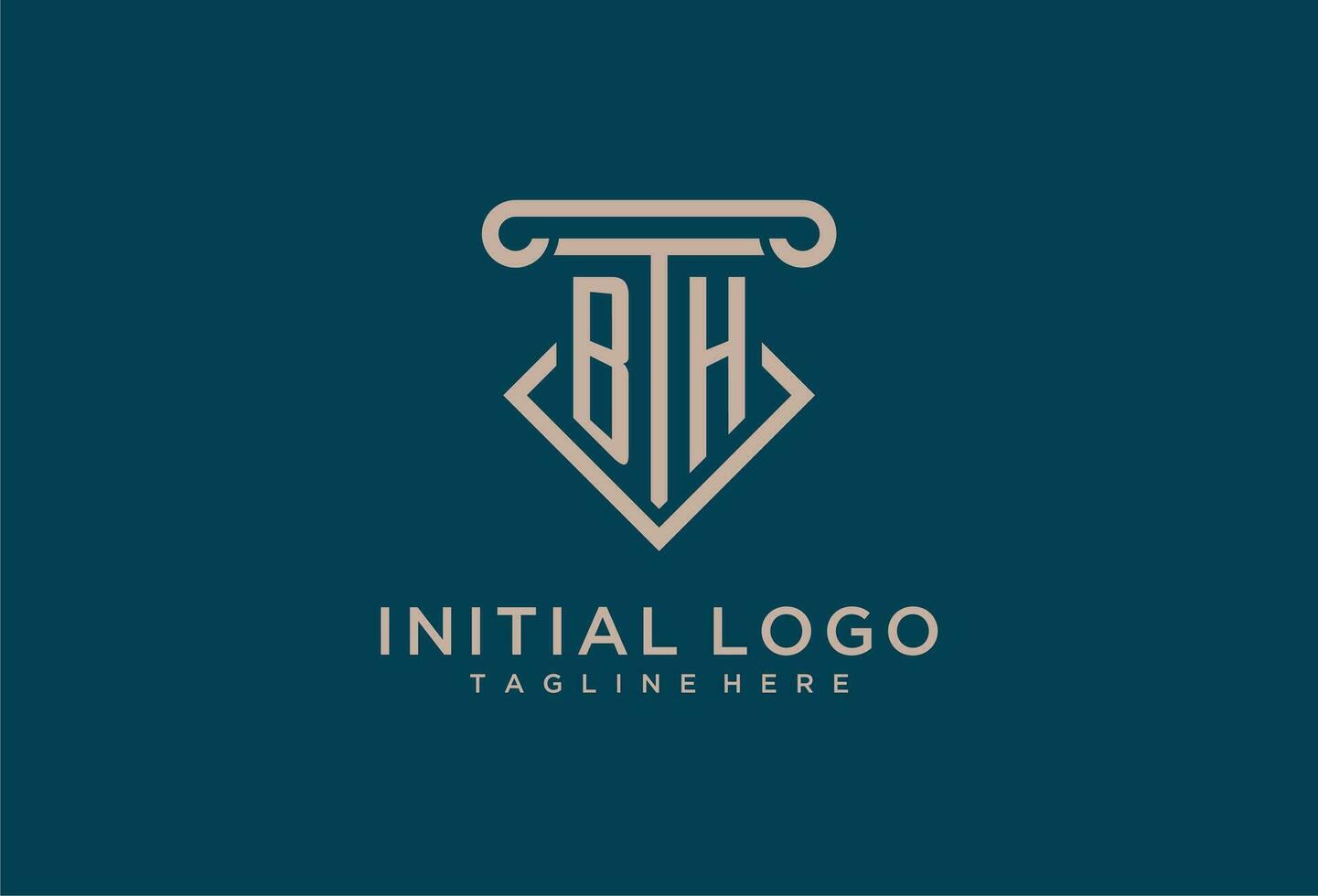 bh Initiale mit Säule Symbol Design, sauber und modern Rechtsanwalt, legal Feste Logo vektor