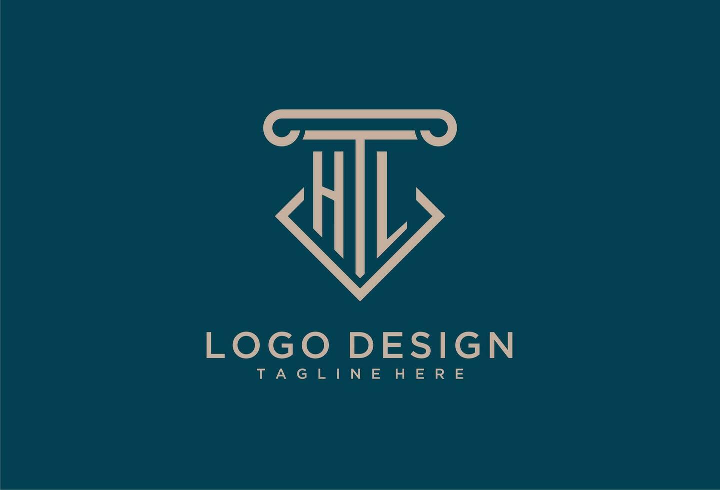 hl Initiale mit Säule Symbol Design, sauber und modern Rechtsanwalt, legal Feste Logo vektor