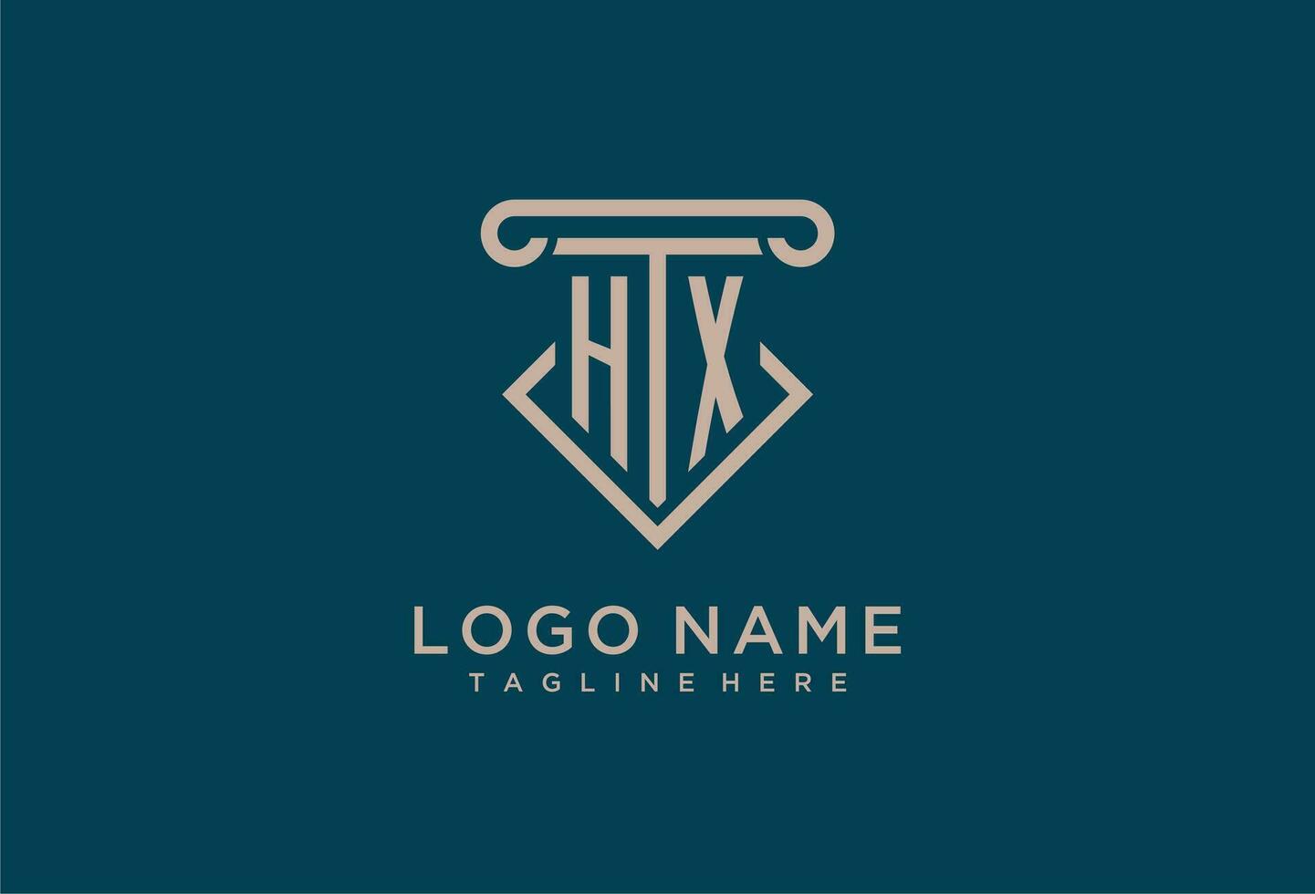 hx Initiale mit Säule Symbol Design, sauber und modern Rechtsanwalt, legal Feste Logo vektor