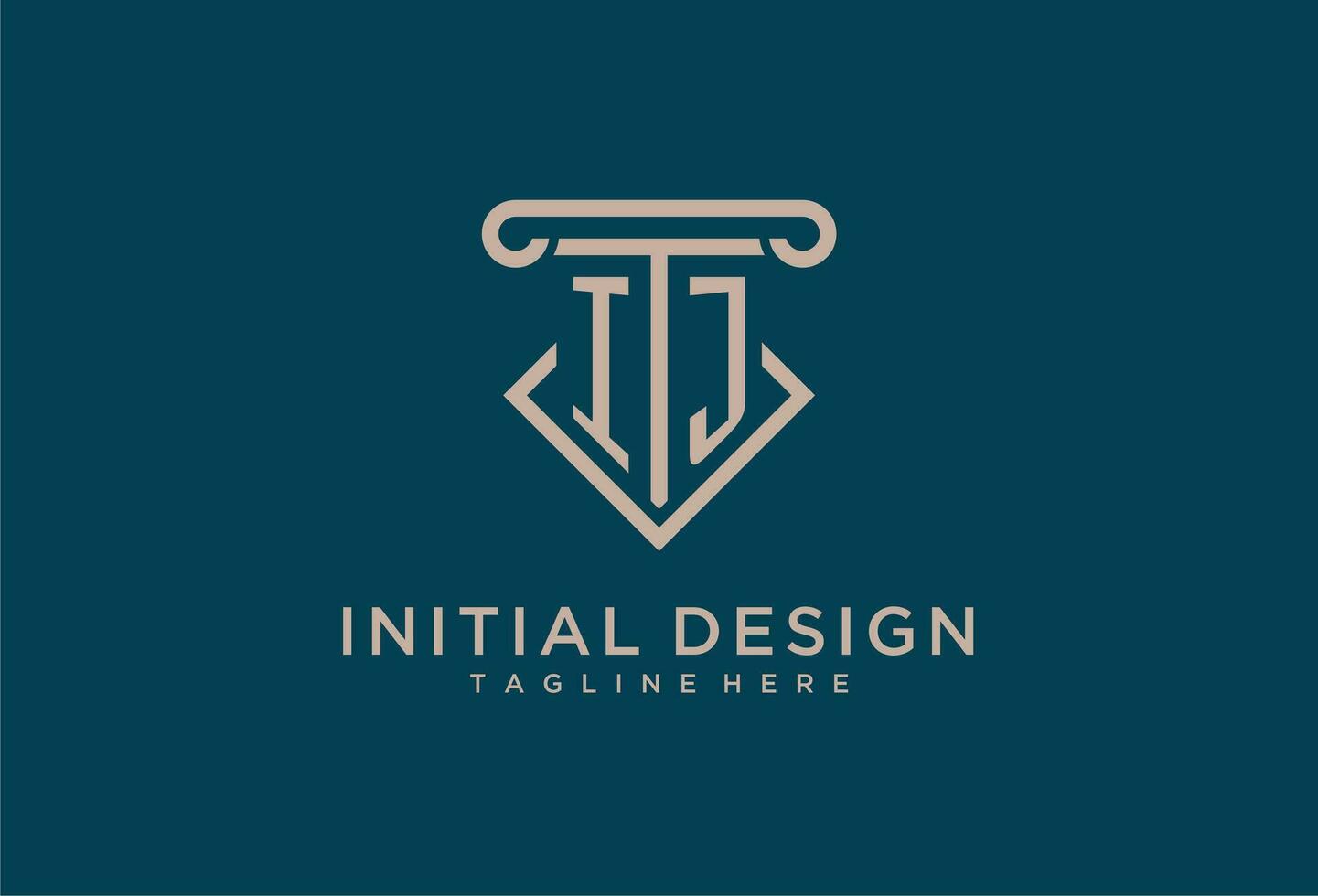 ij Initiale mit Säule Symbol Design, sauber und modern Rechtsanwalt, legal Feste Logo vektor