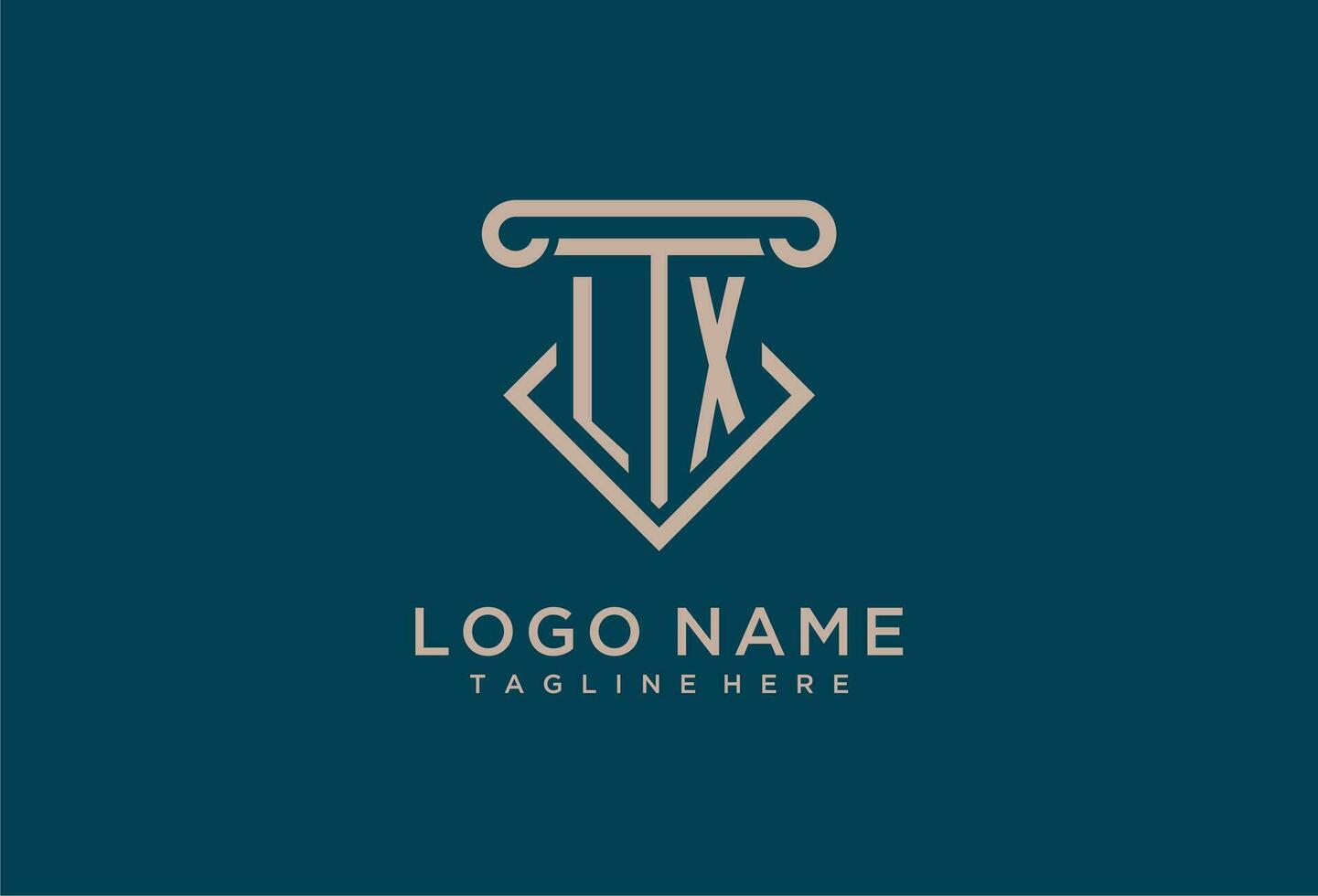 lx Initiale mit Säule Symbol Design, sauber und modern Rechtsanwalt, legal Feste Logo vektor