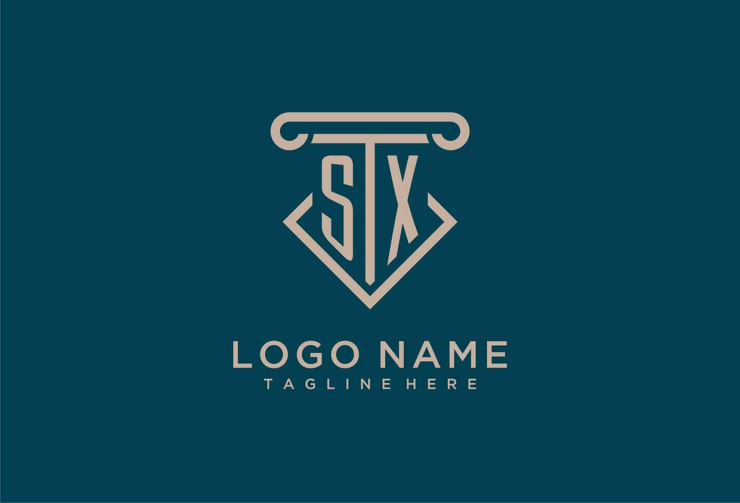 sx Initiale mit Säule Symbol Design, sauber und modern Rechtsanwalt, legal Feste Logo vektor