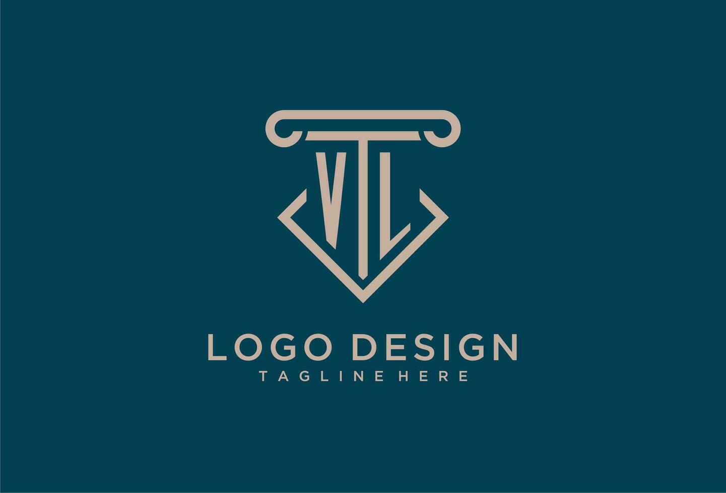 vl Initiale mit Säule Symbol Design, sauber und modern Rechtsanwalt, legal Feste Logo vektor